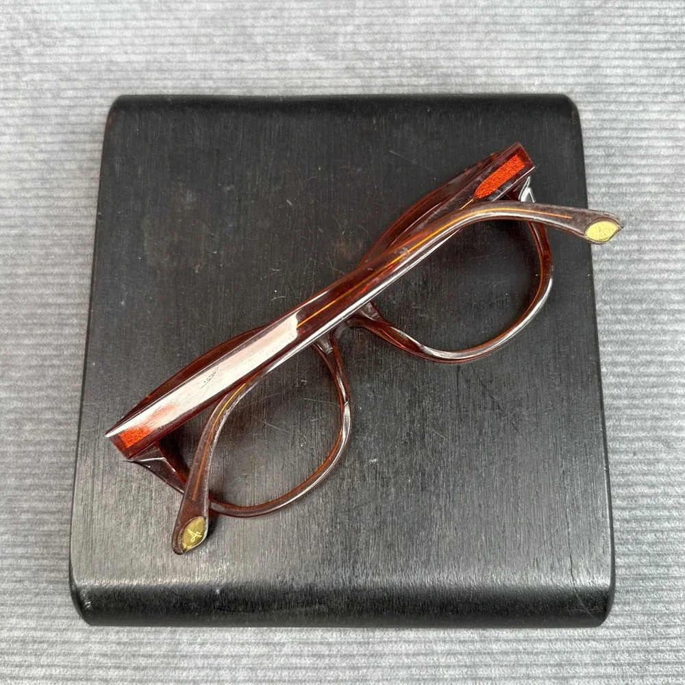 Amelia E. Cat Eye Eyeglasses Amber Brown Acetate Frames 35-001065 51-19-145 Y2K